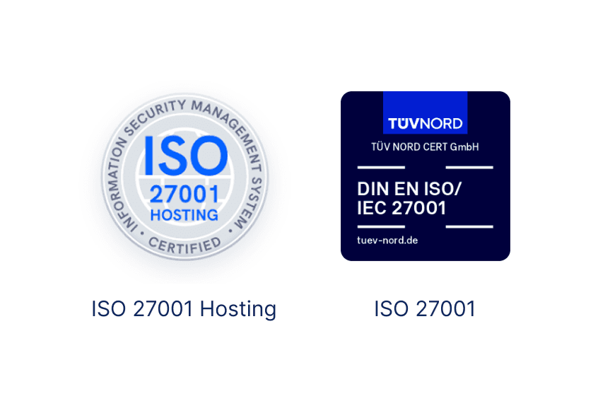 ISO 27001 Hosting- und ISO 27001-Zertifizierungsabzeichen für Auditi.